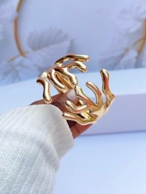 Polished cuff gold bracelet with minimalist open design for women