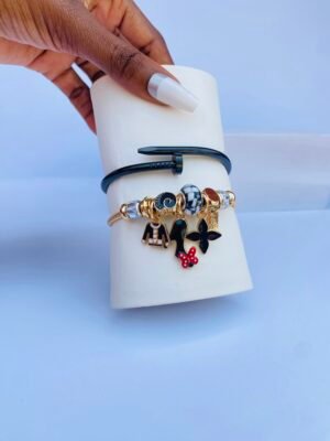 2-in-1 gold nail bangle set with sleek modern design for women"